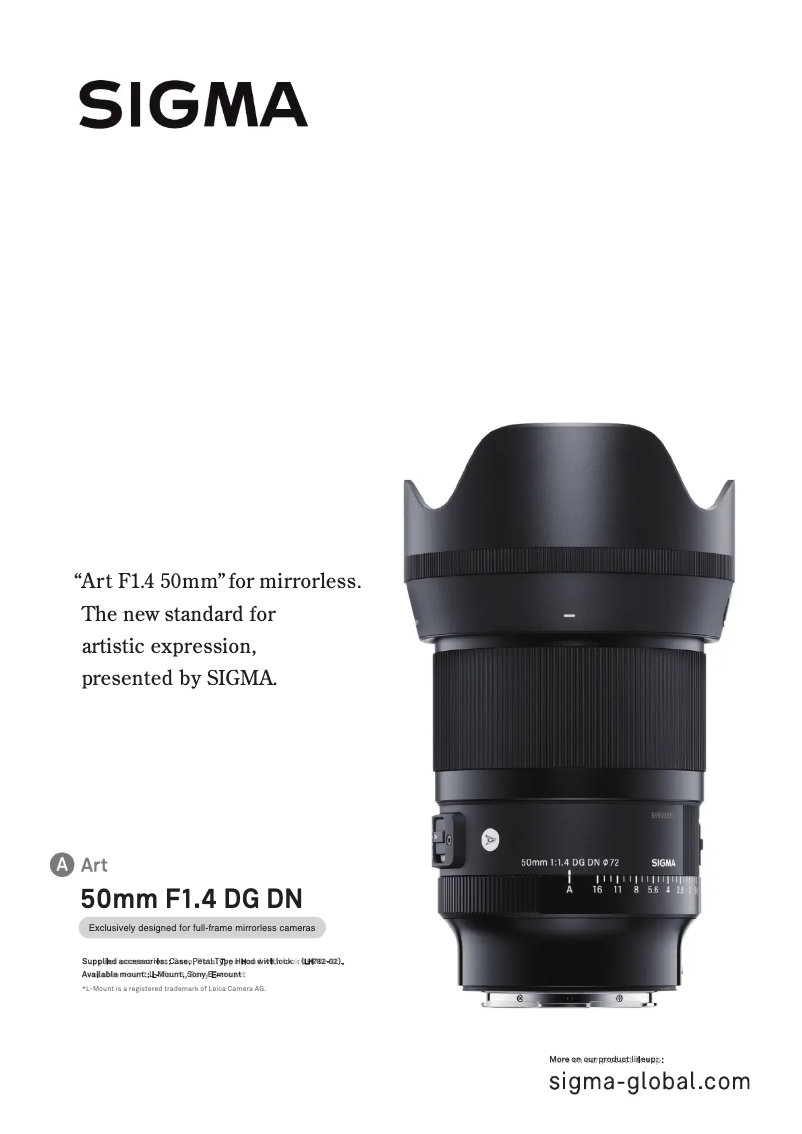 Imagen de la primera página del manual del dispositivo 50mm F1.4 DG DN