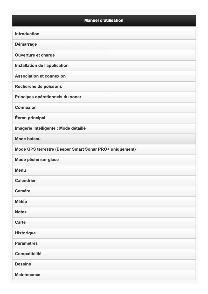 Image de la première page du manuel de l'appareil Smart Sonar Pro