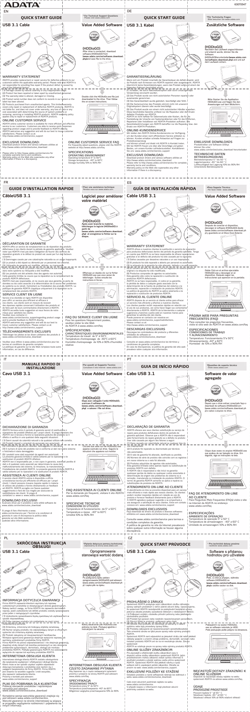 Page 1 de la notice Manuel utilisateur ADATA HD700
