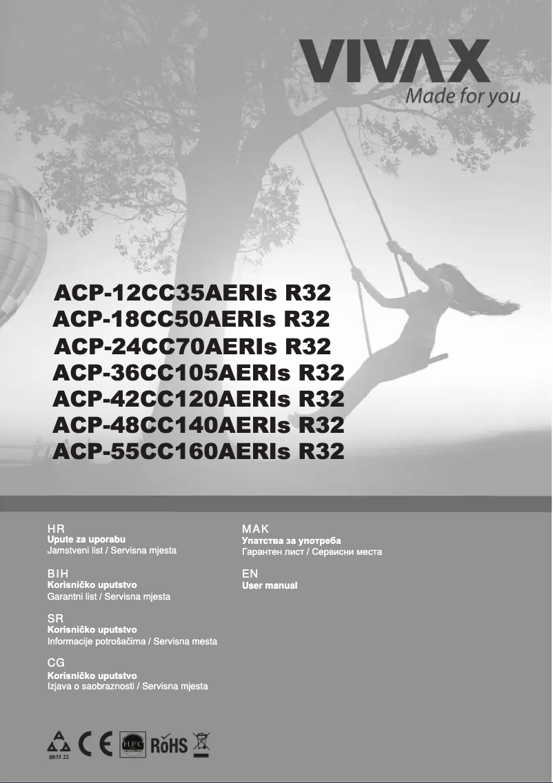 Page n°1 - Manuel utilisateur Vivax ACP-12CC35AERI+ R32