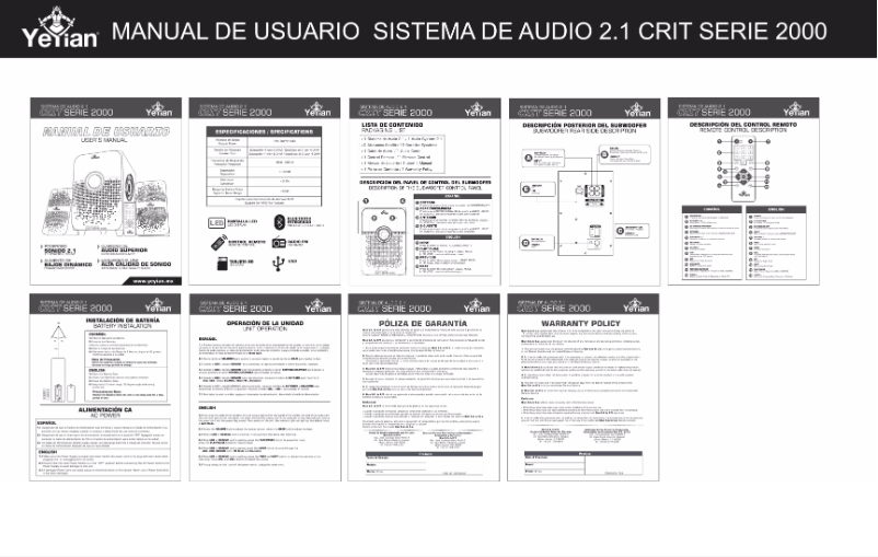 Page n°1 - Manuel utilisateur Yeyian CRIT serie 2000
