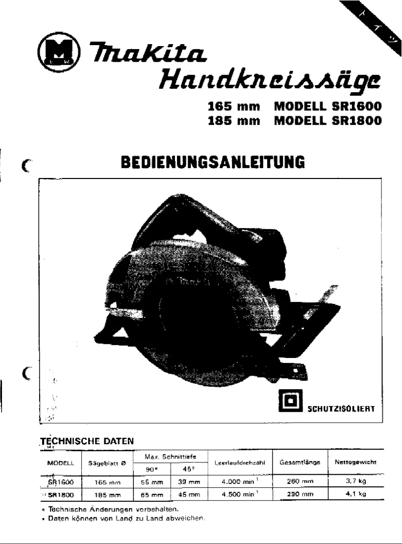 Page 1 de la notice Manuel utilisateur Makita SR1800
