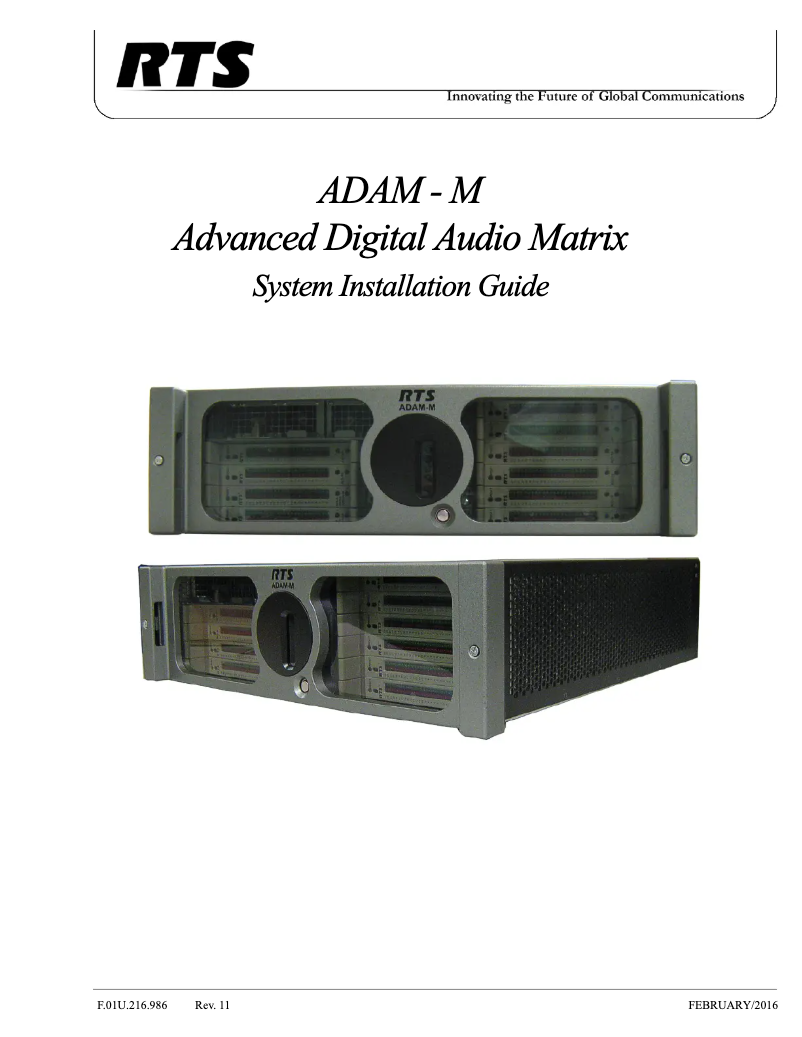 Image de la première page du manuel de l'appareil ADAM-M