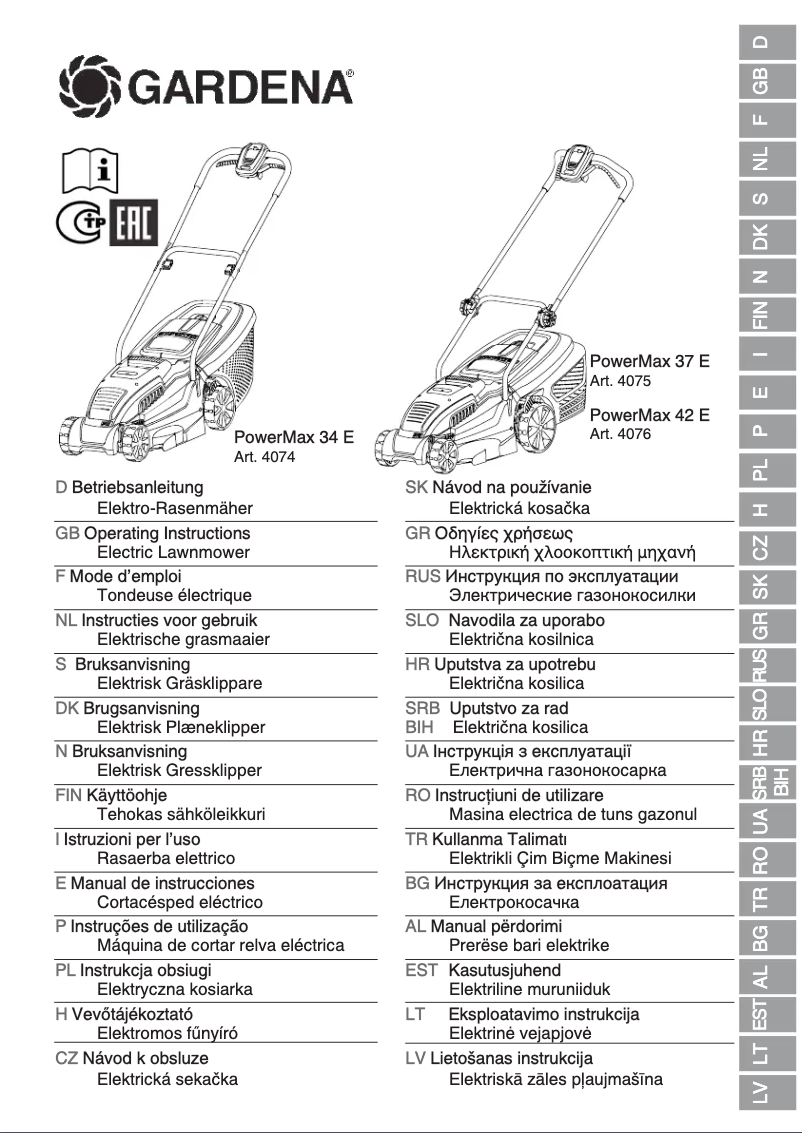 Page 1 de la notice Manuel utilisateur Gardena PowerMax 37 E