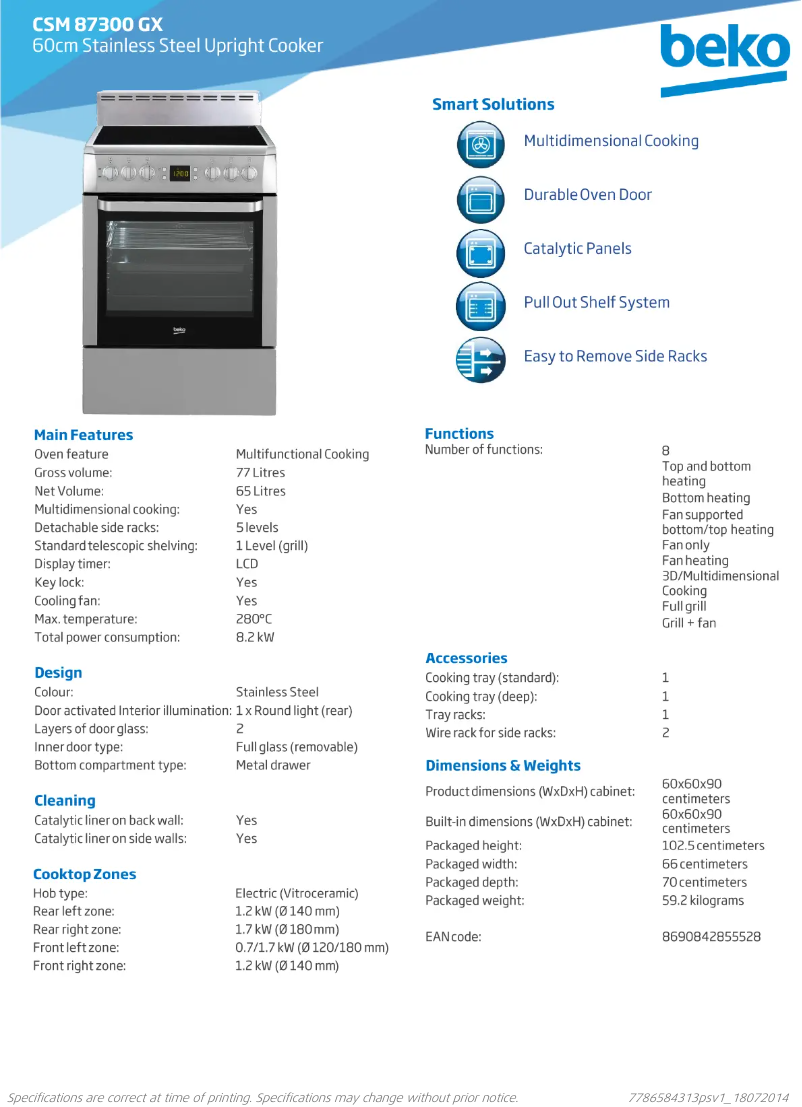 Image de la première page du manuel de l'appareil CSM87300GX