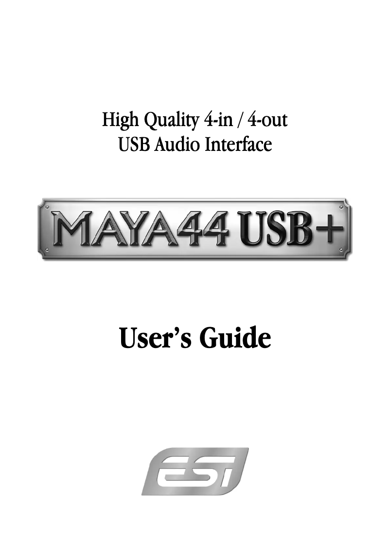 Page 1 de la notice Manuel utilisateur ESI Maya44 USB+