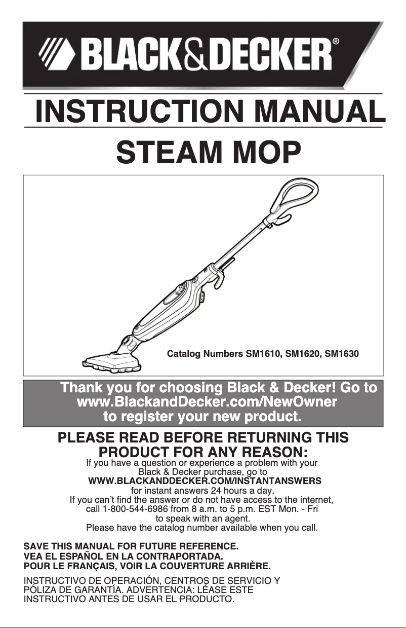 Page 1 de la notice Manuel utilisateur Black & Decker SM1610