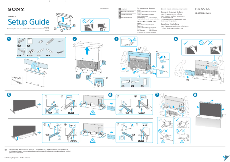 Page 1 de la notice Guide d'installation Sony Bravia XR-65A90J