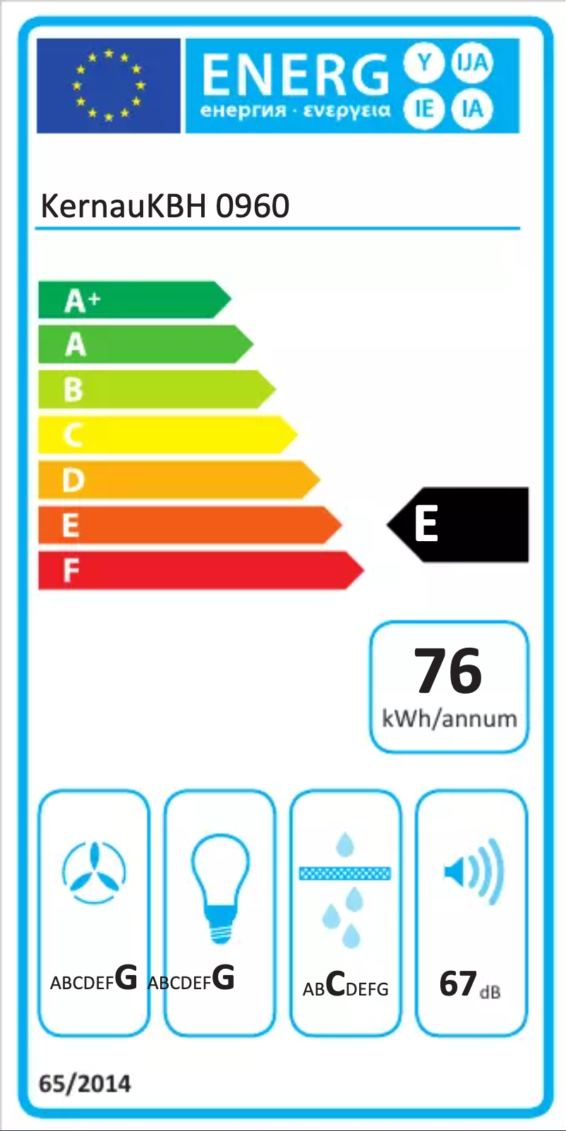 Page 1 de la notice Label énergétique Kernau KBH 0960 S