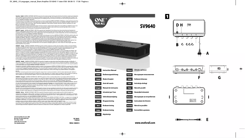Page 1 of the manual User Manual One for all SV9640