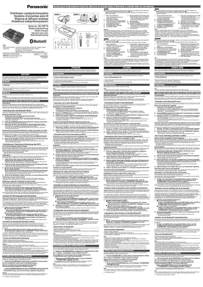 Page 1 de la notice Manuel utilisateur Panasonic SC-NP10