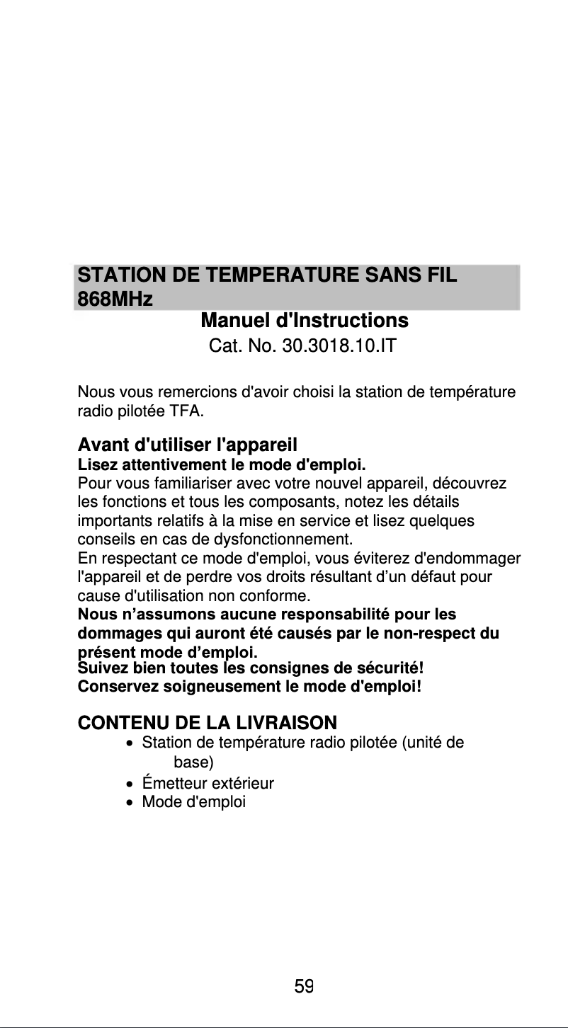 Image de la première page du manuel de l'appareil Diva Go 30.3018.10.IT