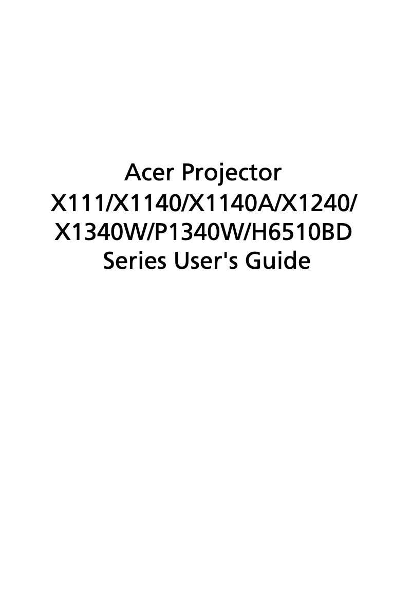 Page 1 de la notice Manuel utilisateur Acer X1140A