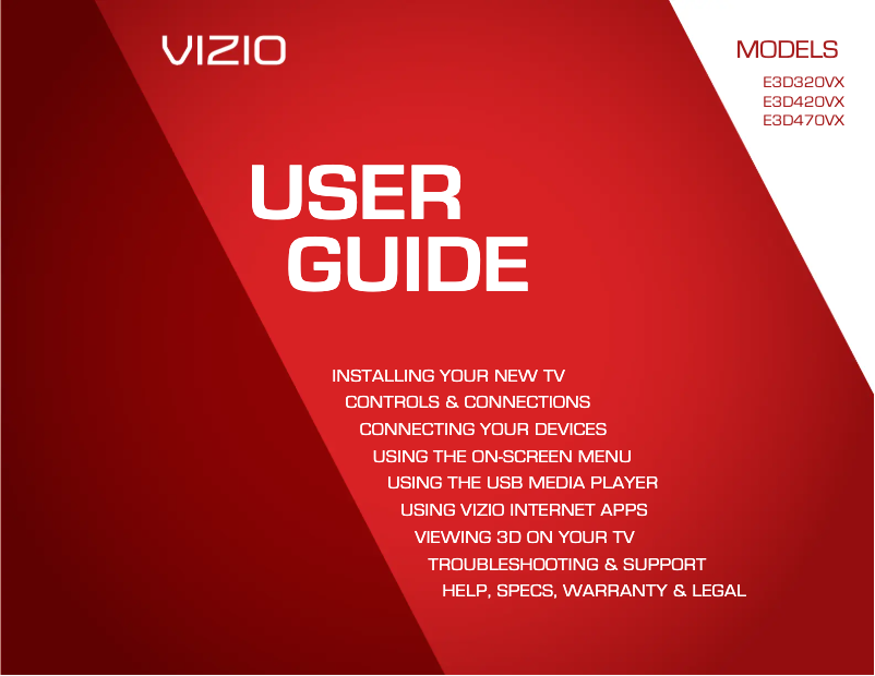 Page 1 de la notice Manuel utilisateur VIZIO E3D470VX