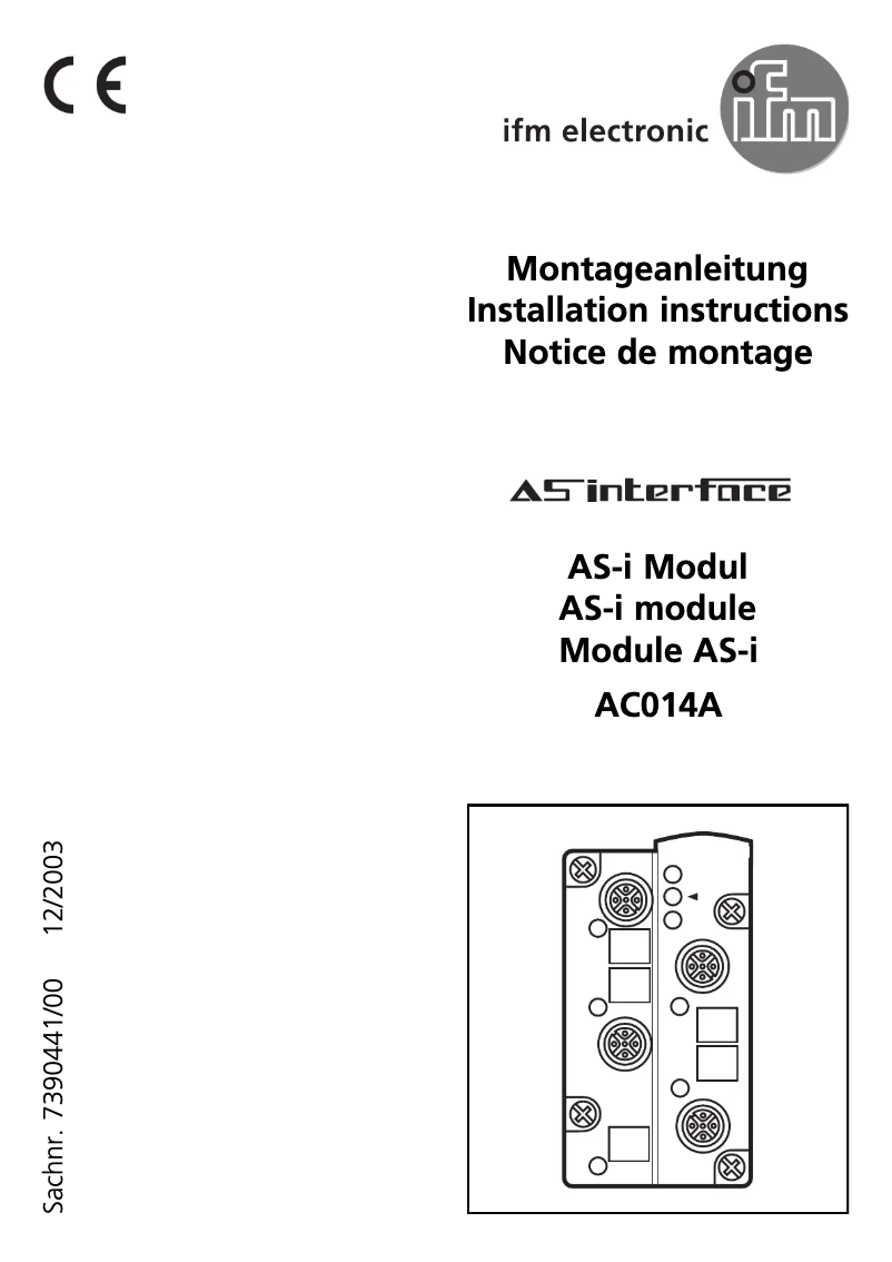 Page n°1 - Manuel utilisateur IFM AC014A