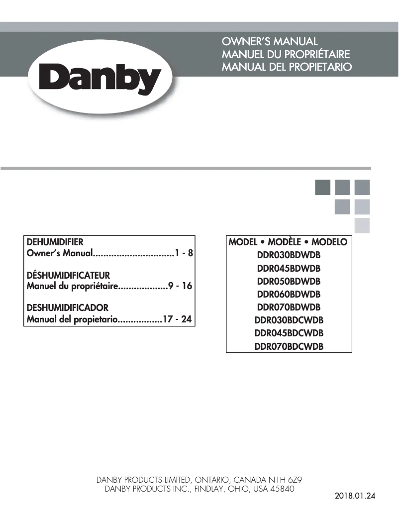 Page 1 de la notice Manuel utilisateur Danby DDR050BDWDB