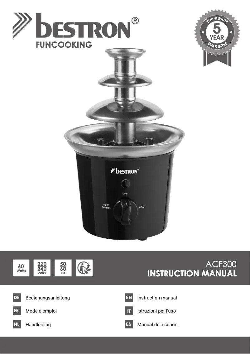 Page 1 de la notice Manuel utilisateur Bestron ACF300