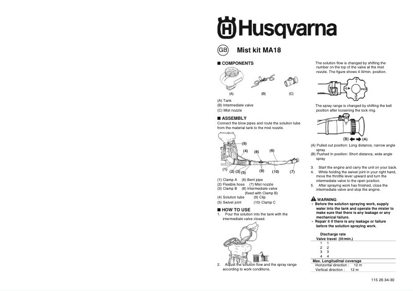 Page n°1 - Manuel utilisateur Husqvarna MA18