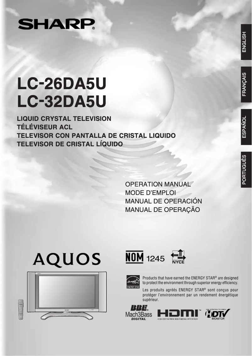 Page n°1 - Manuel utilisateur Sharp LC-26DA5U