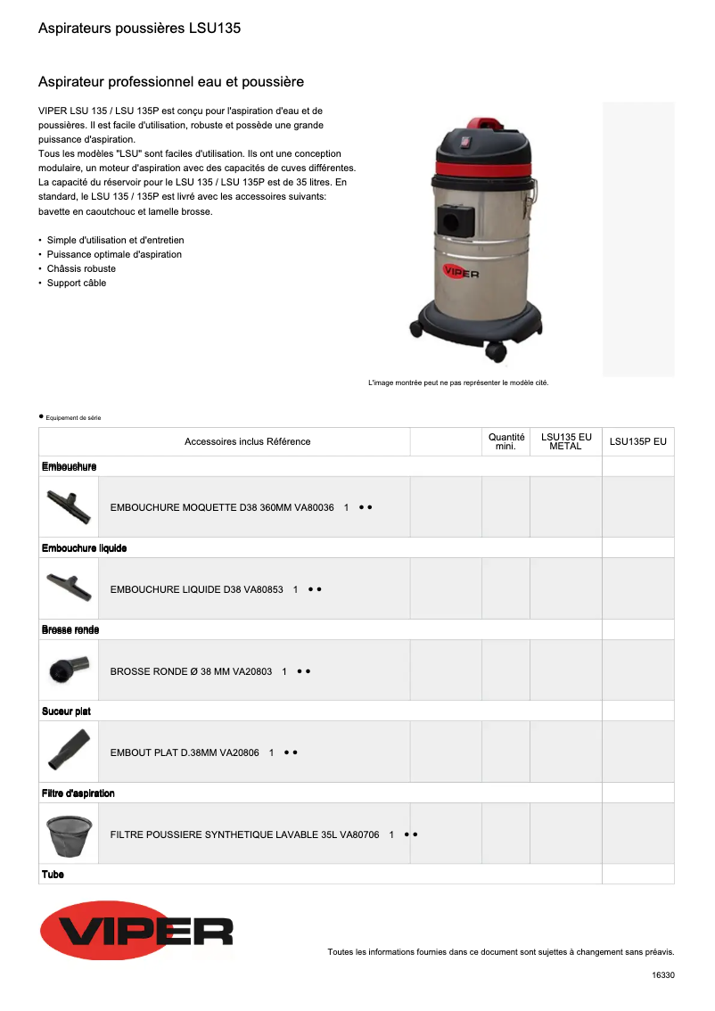 Image de la première page du manuel de l'appareil Viper LSU135