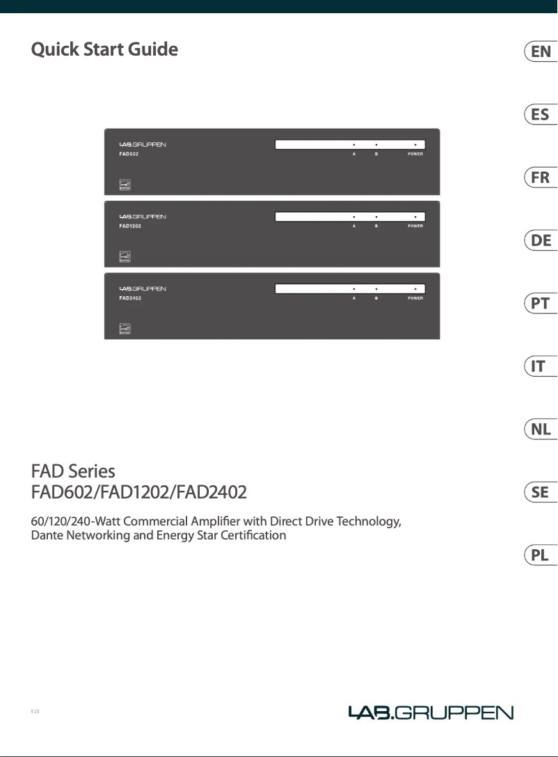 Page n°1 - Manuel utilisateur Lab Gruppen FAD2402