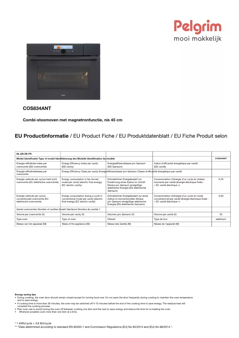 Image de la première page du manuel de l'appareil COS834ANT