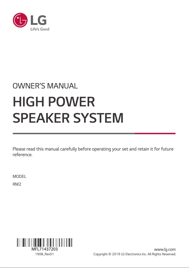 Page n°1 - Manuel utilisateur LG RM2