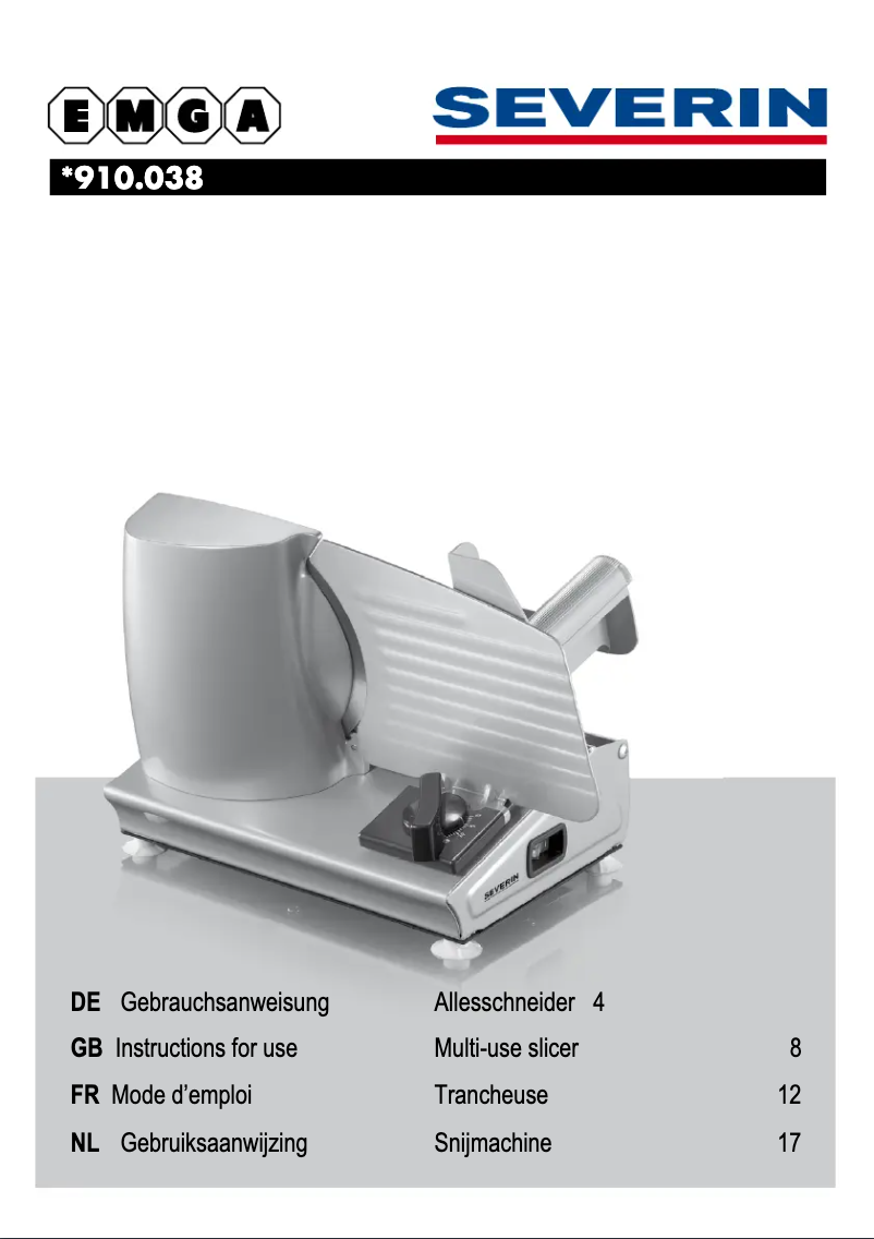 Page n°1 - Manuel utilisateur Severin 910038