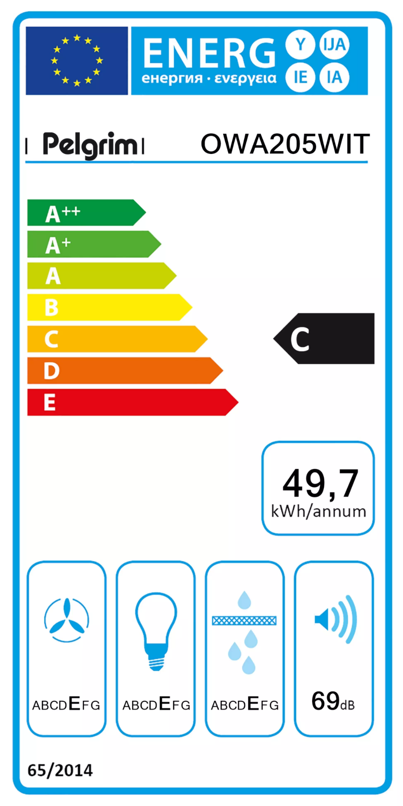 Page n°1 - Label énergétique Pelgrim OWA205WIT