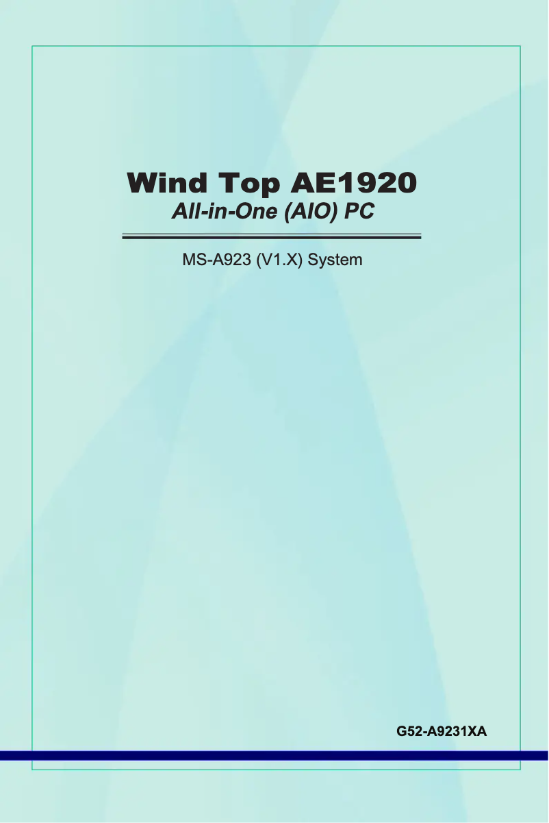 Page n°1 - Manuel utilisateur MSI AE1921-WD5252G32S7VSX
