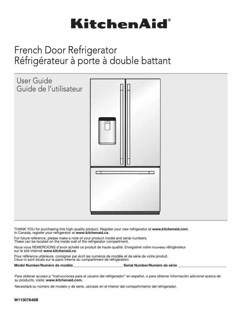 Page 1 de la notice Manuel utilisateur KitchenAid KRFC704FSS