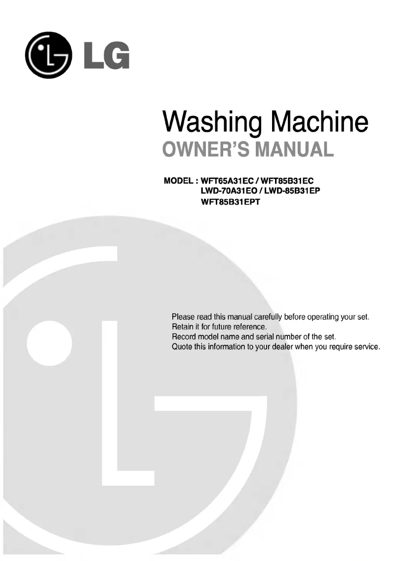 Page n°1 - Manuel utilisateur LG WFT70A31EPT