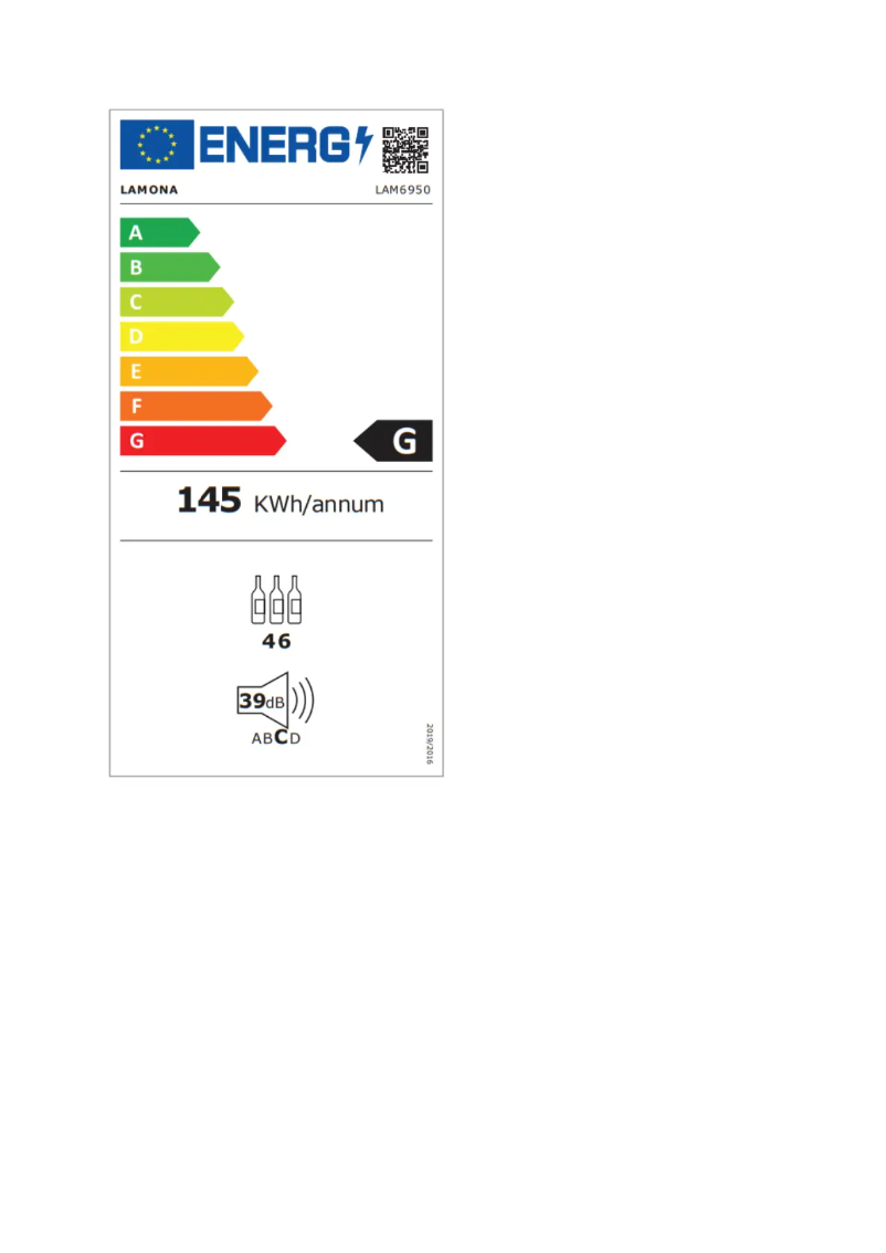 Page 1 de la notice Label énergétique Lamona LAM6950