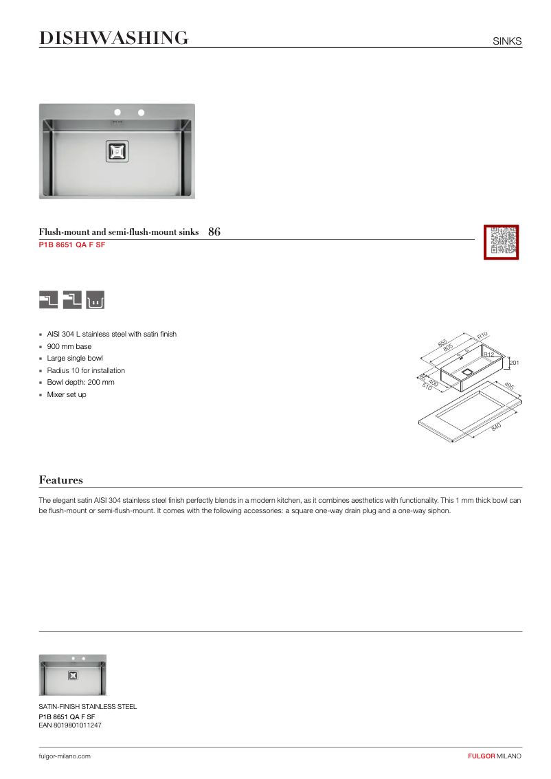 Página 1 del manual Manual de usuario Fulgor Milano P1B 8651 QA F-SF