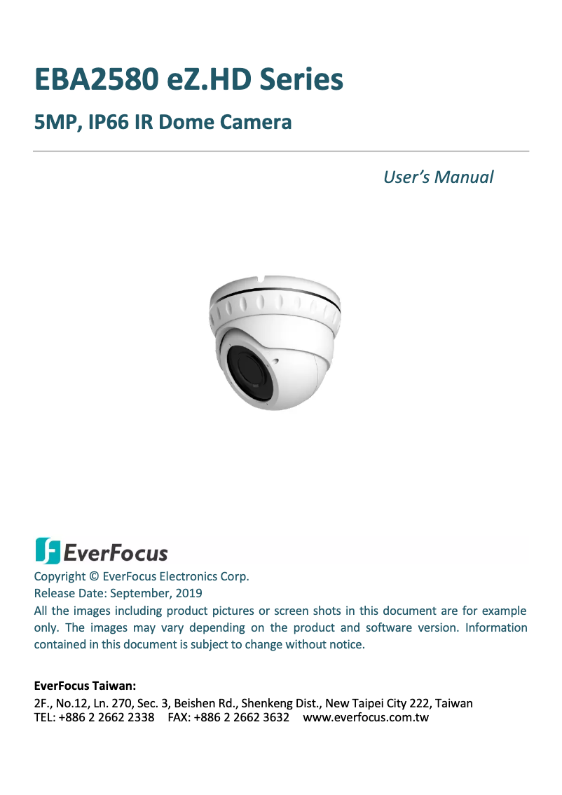 Page n°1 - Manuel utilisateur EverFocus EBA2580