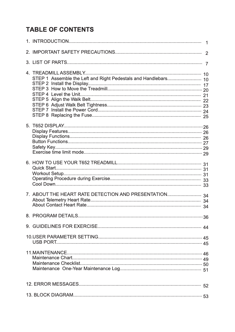 Página 1 del manual Manual de usuario SportsArt T652