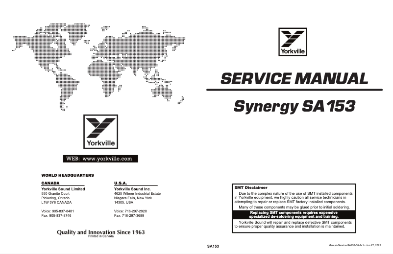 Image de la première page du manuel de l'appareil Synergy SA153