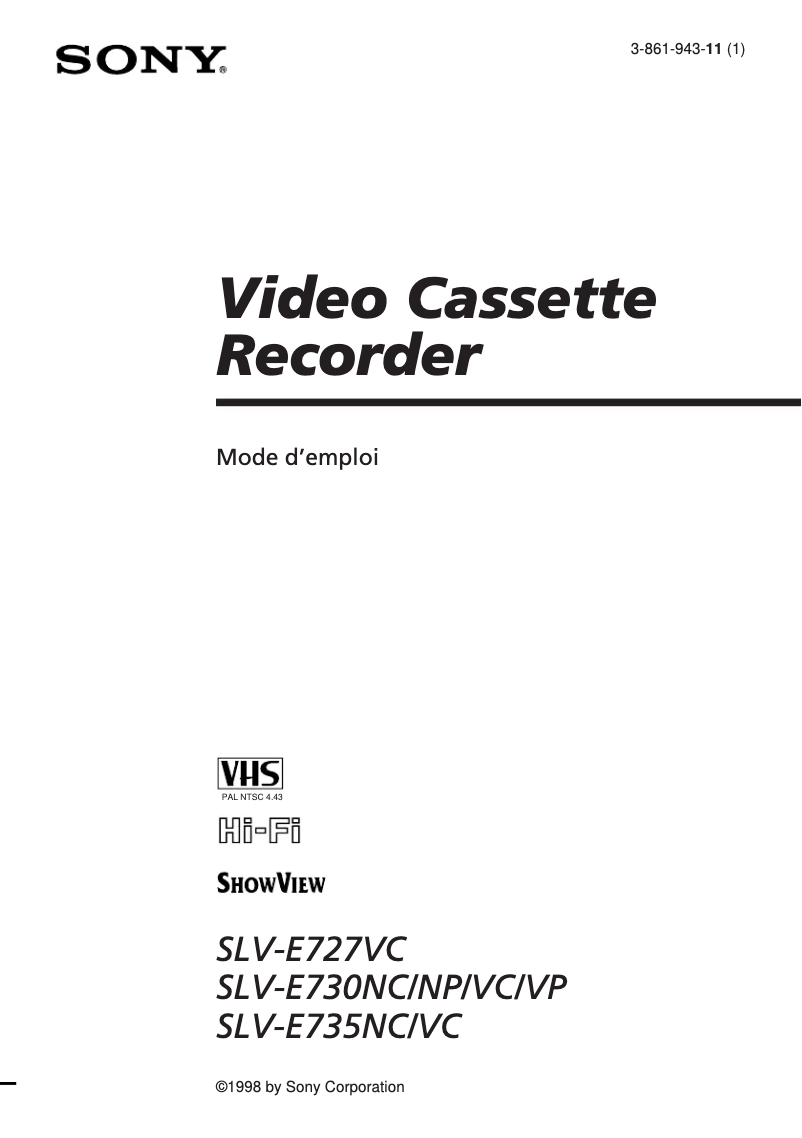 Page n°1 - Manuel utilisateur Sony SLV-E730NC