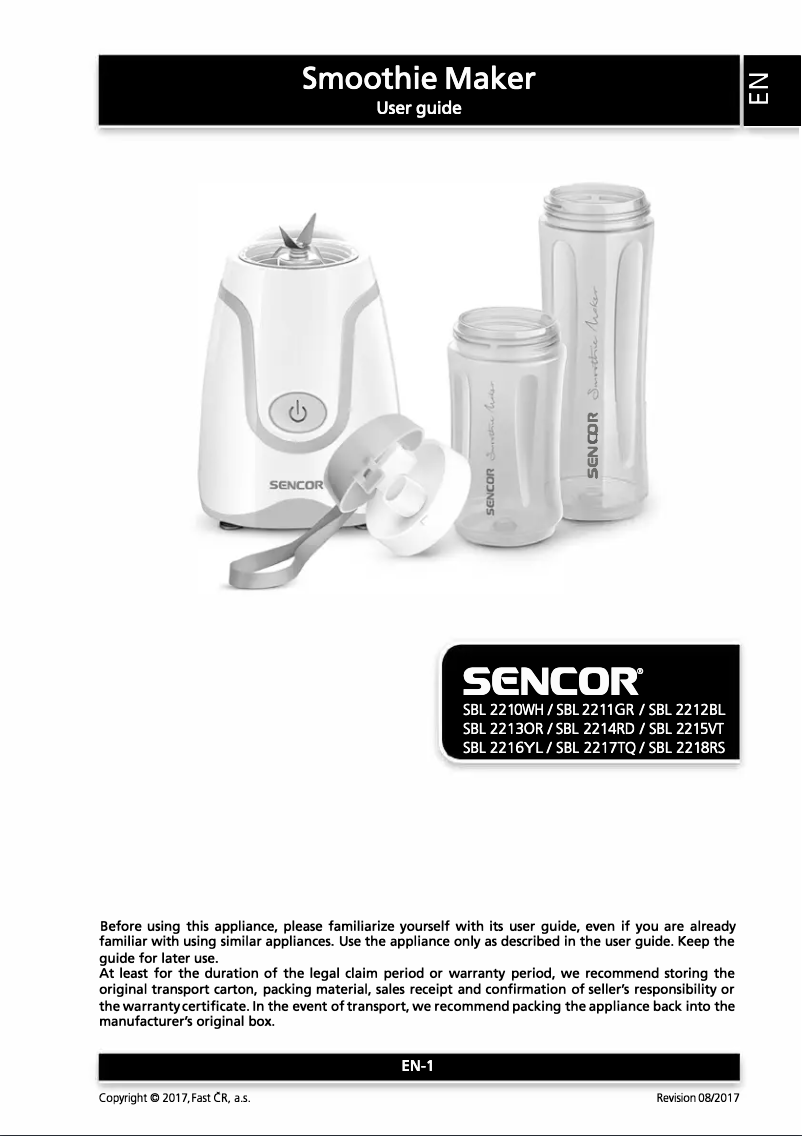 Page 1 de la notice Manuel utilisateur Sencor SBL 2218RS