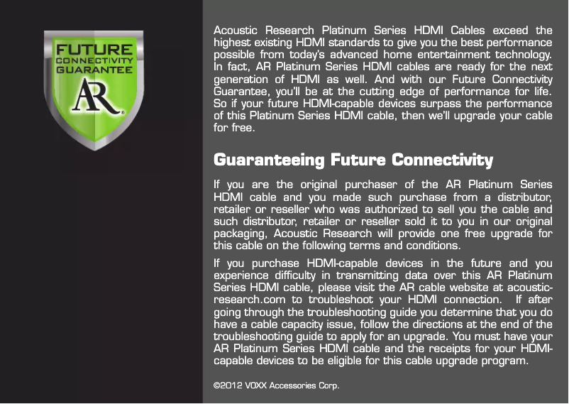 Page n°1 - Manuel utilisateur Acoustic Research ARPH3