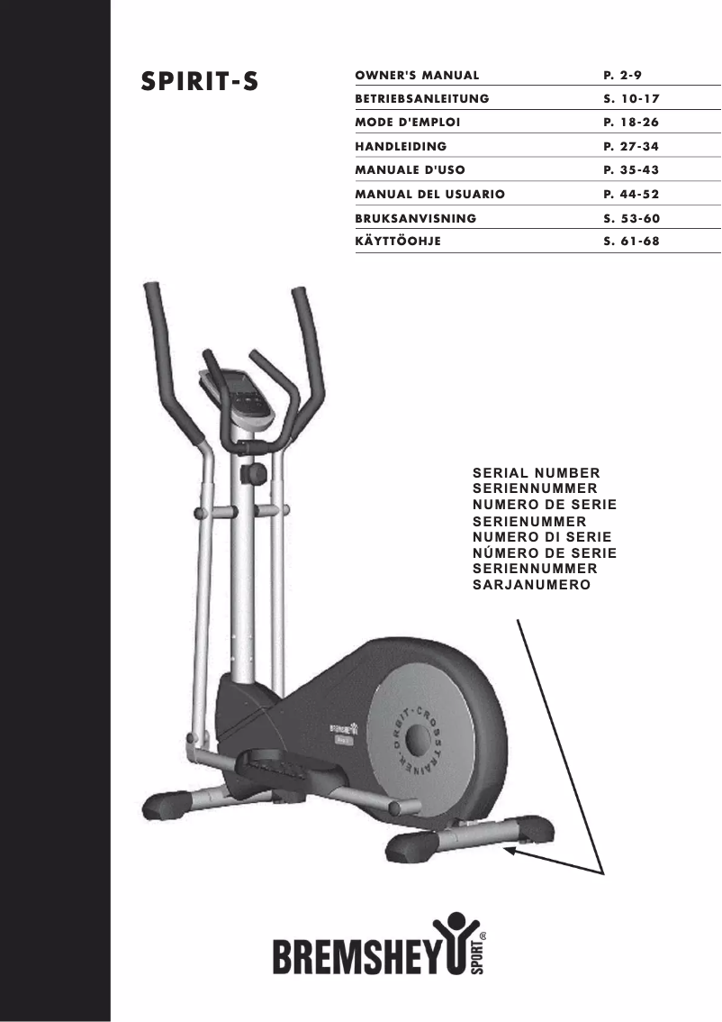 Page n°1 - Manuel utilisateur Bremshey Spirit-S