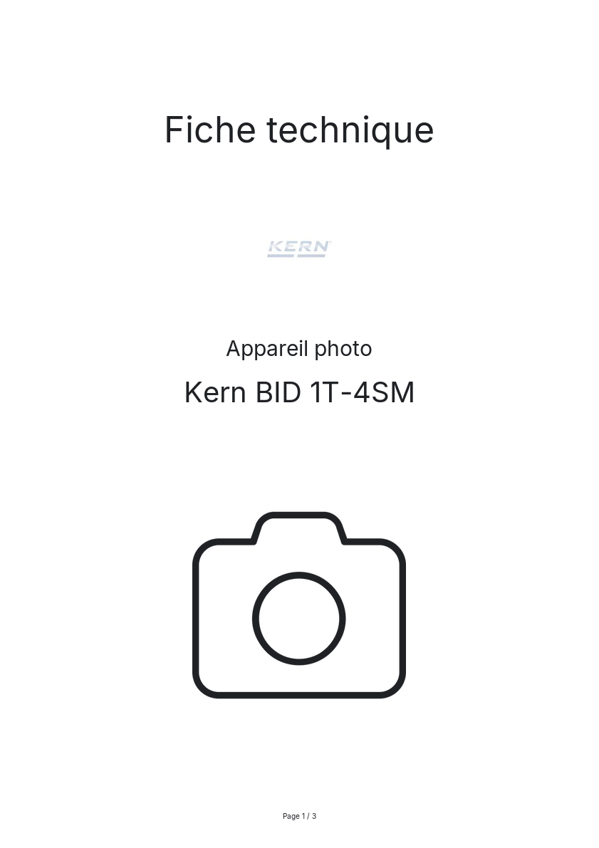 Page n°1 - Fiche technique Kern BID 1T-4SM