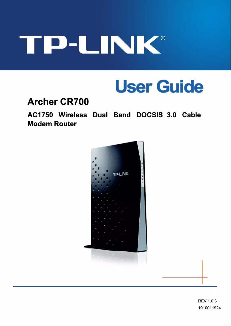 Page 1 de la notice Guide d'installation TP-Link Archer CR700
