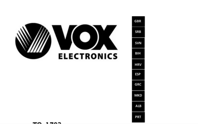 Page 1 de la notice Manuel utilisateur VOX TO1703