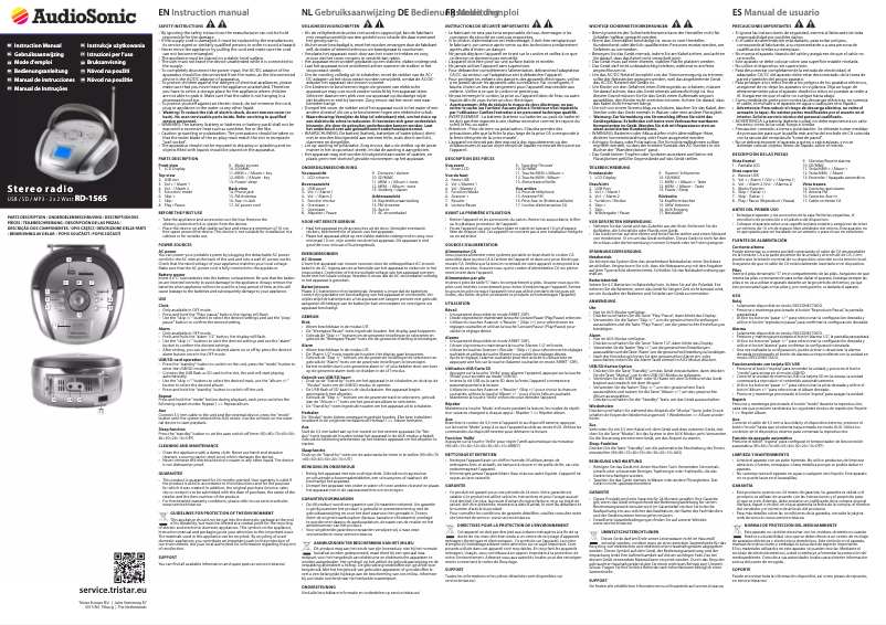 Page 1 de la notice Manuel utilisateur AudioSonic RD-1565