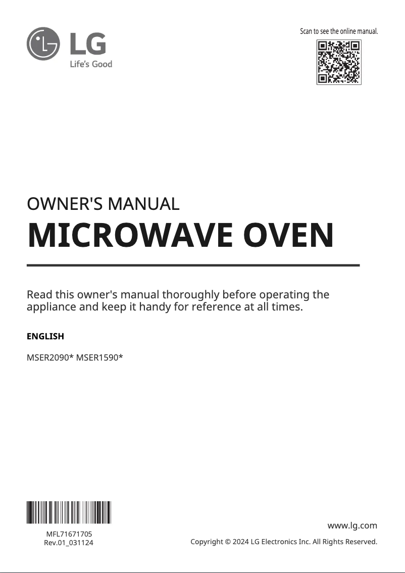 Page n°1 - Manuel utilisateur LG MSER2090D