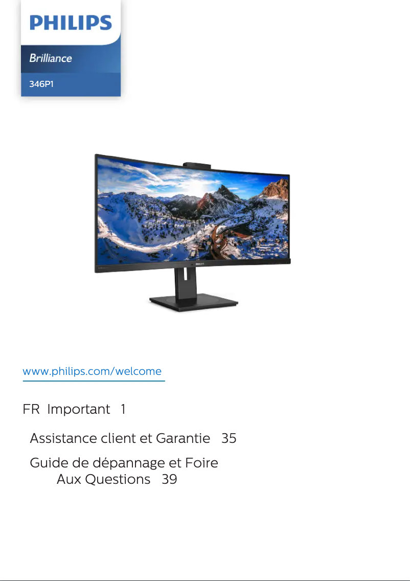 Page 1 de la notice Manuel utilisateur Philips P Line 346P1CRH