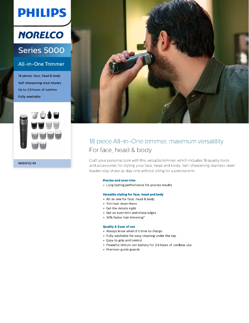 Página 1 del manual Ficha técnica Philips Norelco MG5910