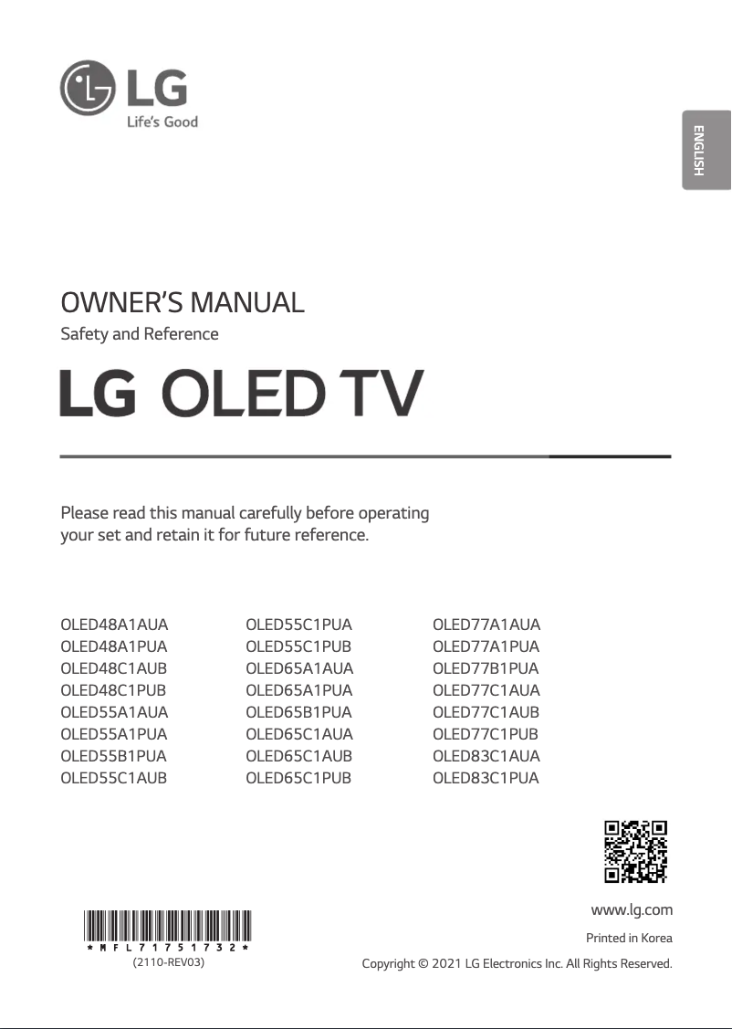 Page n°1 - Manuel utilisateur LG OLED55B1PUA