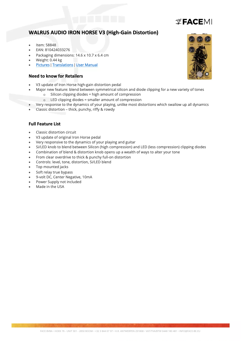 Image de la première page du manuel de l'appareil Iron Horse V3